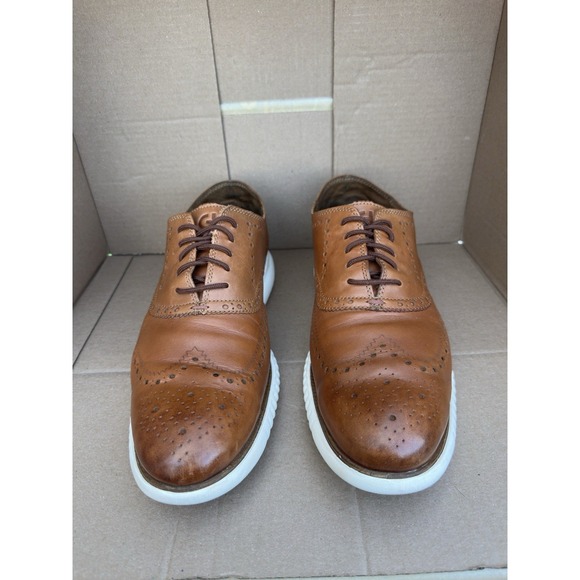 Cole Haan Original Grand Wingtip Oxford Shoes Men's 13M British Tan Leather - Picture 4 of 6